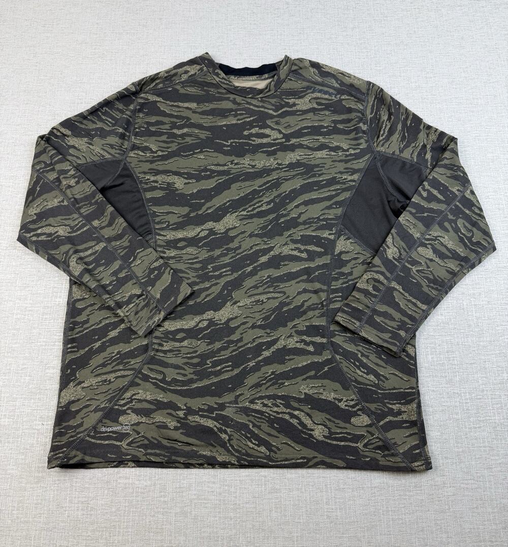Russell Dri-Power 360 Men’s XL Tiger Stripe Camo Base Layer Hunting Shirt